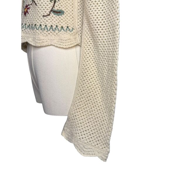 Floral Embroidered Knit Cardigan Sweater Women’s Medium Cottagecore Twee Boho - Picture 6 of 7